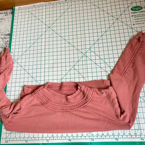Frye Rose Size L Pink Embroidered Cotton Terry Crop Sweatshirt Boho Western Cozy - Picture 4 of 12